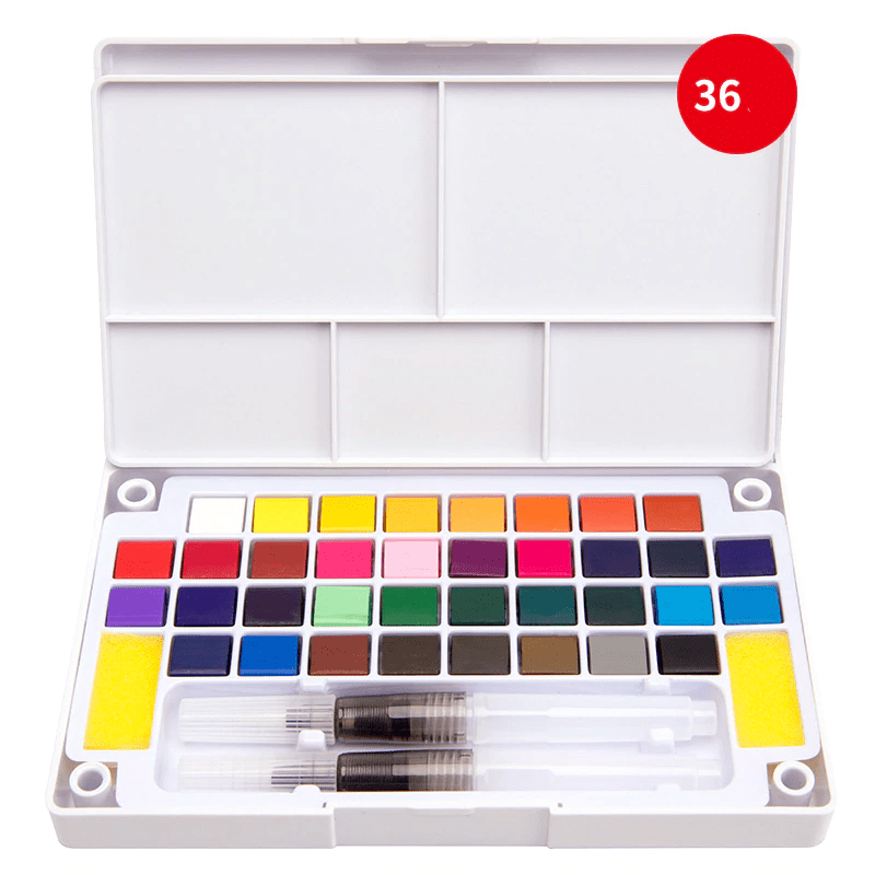 WATERCOLOR PAINTING SET: 50 COLORS, WATERBRUSH, SPONGE AND PALETTE INCLUDED