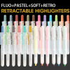 ANDSTAL RETRACTABLE HIGHLIGHTER-MARKERS: 6 COLORS + 6 REFILLS SET