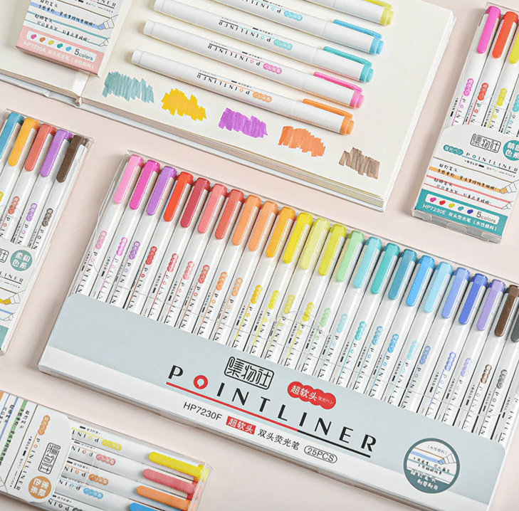 DOUBLE HEAD HIGHLIGHTER-MARKERS: 15, 25 COLORS SET