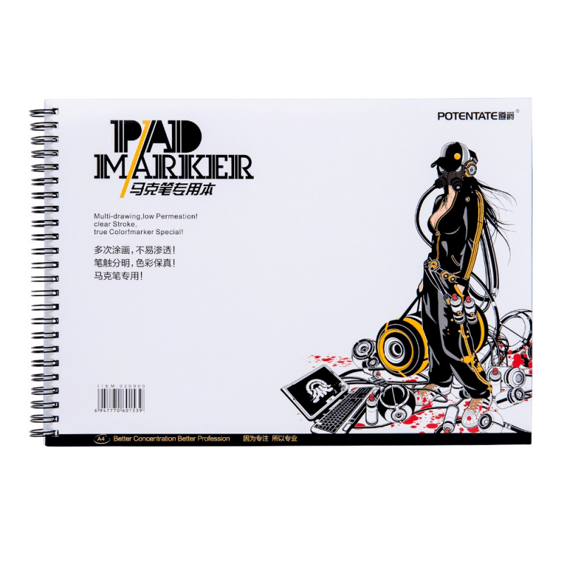 POTENTATE MARKER PAPER BLOCK : A4 – 8.3″ X 11.7″ , 120 GSM, 32 SHEETS