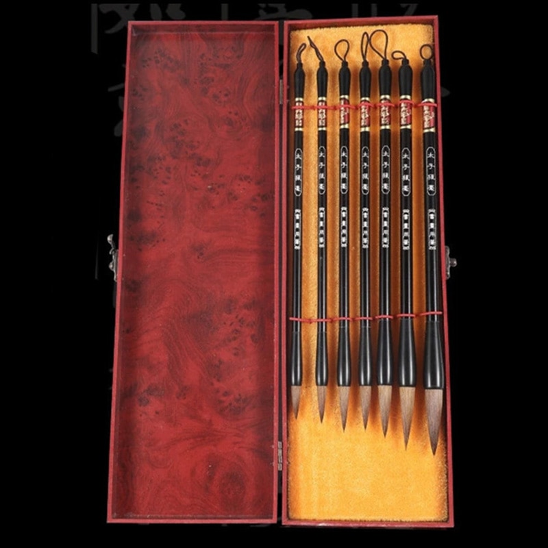 CALLIGRAPHY HAIR WOLF BRUSH SET : 7 PIECES