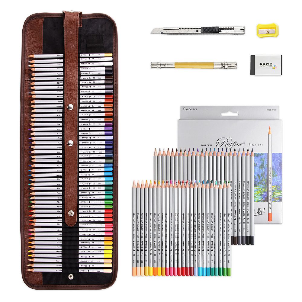 MARCO COLOR PENCIL : 48 SET WITH ROLLABLE PENCIL CASE AND