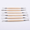 SCULPTING TOOL SET: 6 STAINLESS STEEL WITH DOUBLE HEAD AND WOODEN HANDLE