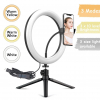 DIMMABLE LED RING TRIPOD WITH PHONE OLDER: 3 LIGHT MODES, 10 LEVELS OF BRIGHTNESS