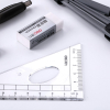 DRAWING RULER SET: AUTOMATIC PENCIL, COMPASS, RUBBER, GONIOMETER, TRIANGLE RULERS AND RULER